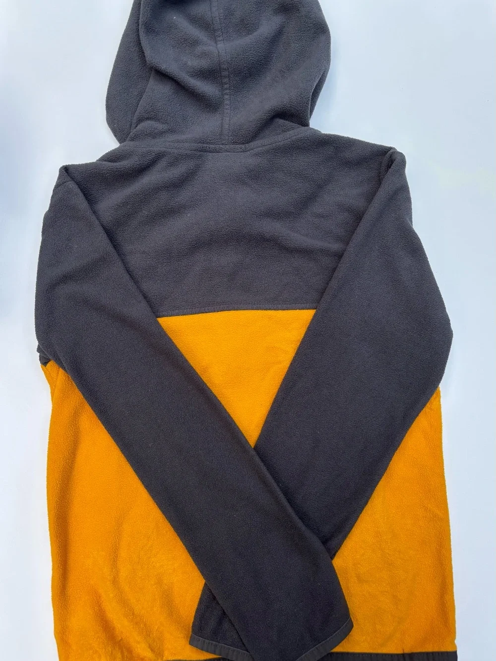 The North Face Kids Hooded Full-Zip Fleece Jacket in Charcoal & Mustard